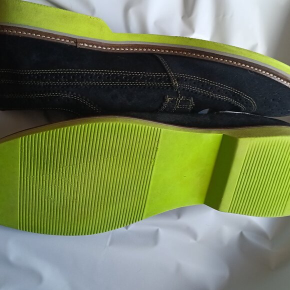 1901 mens shoes black wingtip brogues contrast stitching 12 green soles suede main image 7